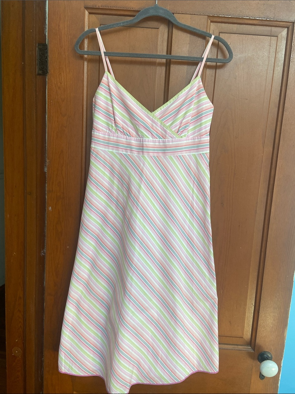 Vintage J.Crew Pink, Lime and White Striped Dress